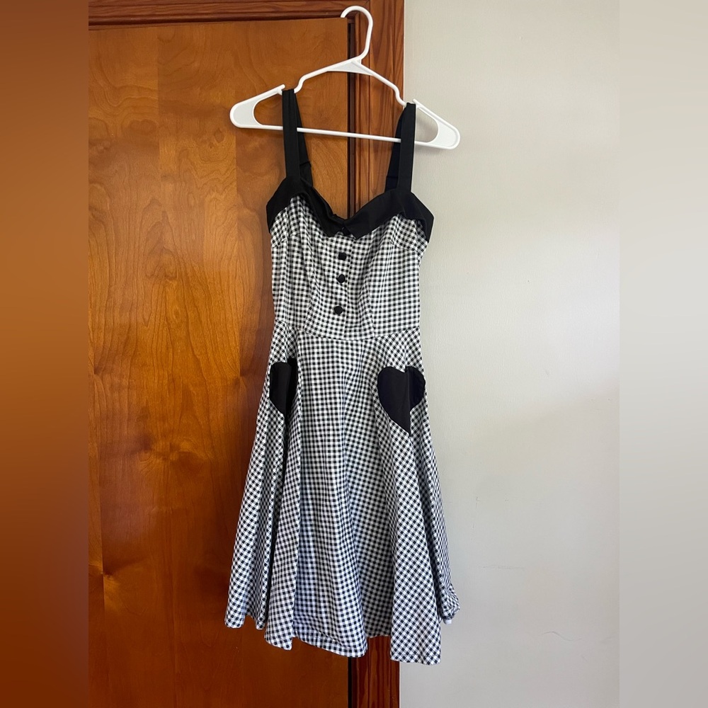 Classic Pinup Couture black white gingham betsey dress  M - Picture 4 of 7